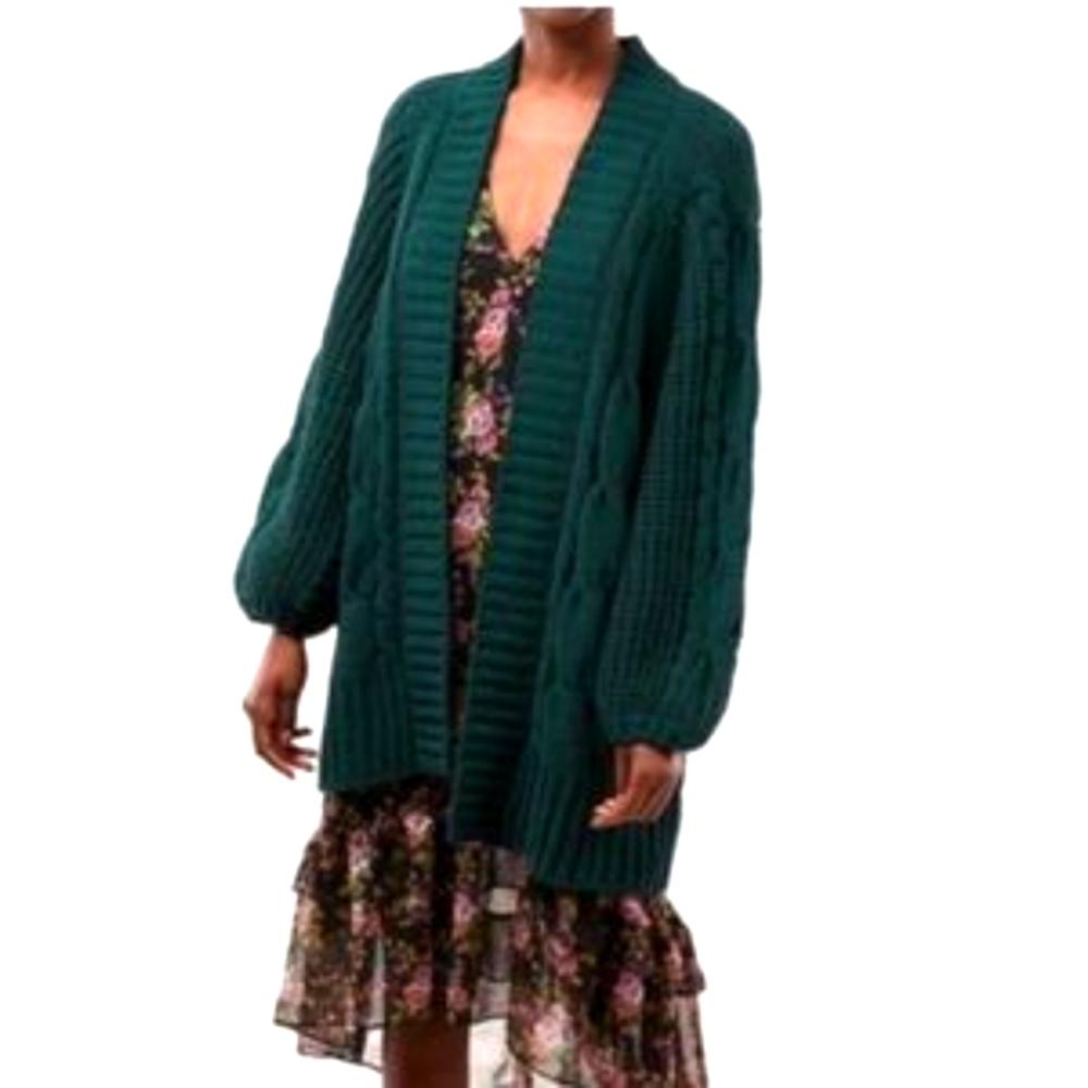 Express Chunky Knit Bubble Sleeve Cardigan size S